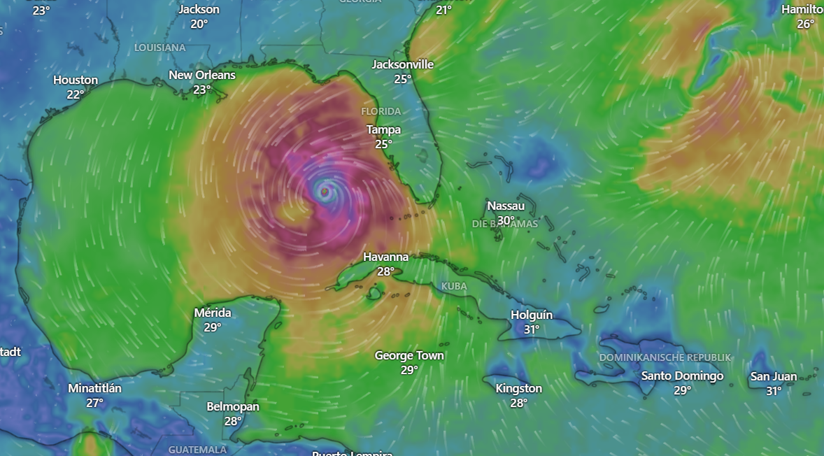 Wetterkarte von Hurikan Milton